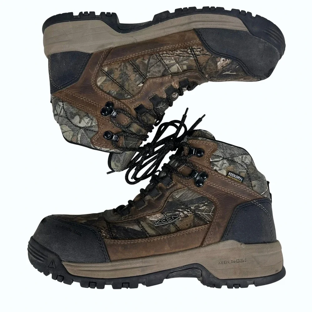 Keen Utility Lansing Mid Camo Waterproof Carbon Toe Work Boots Mens 8 Wide EH SR